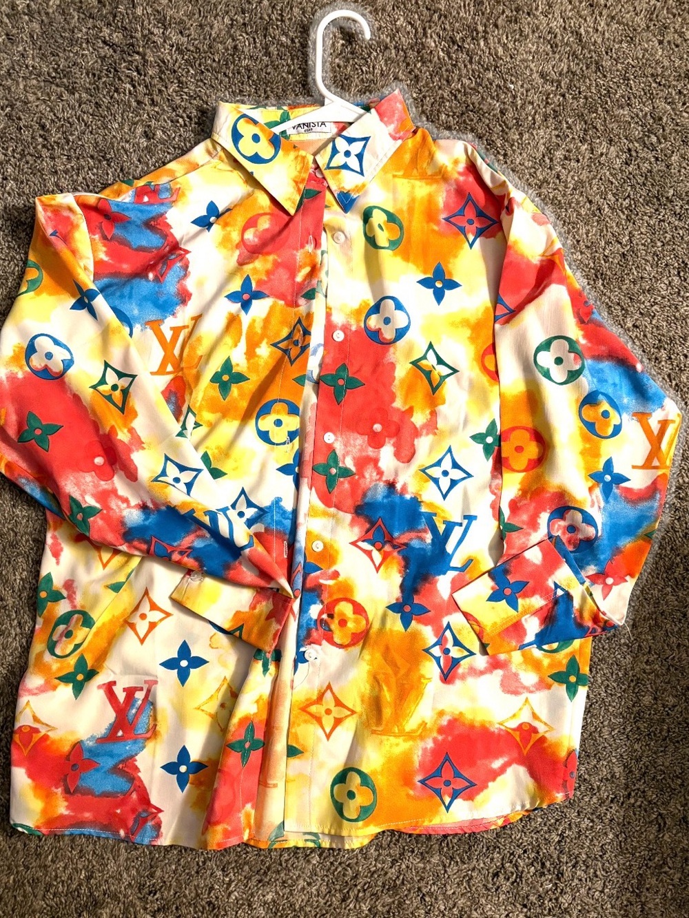 Colorful Watercolor Logo Button-Down Shirt - Multicolor
